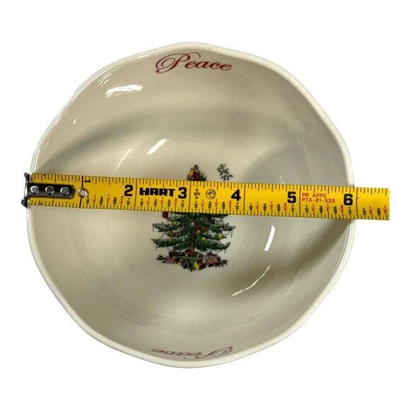 Spode Christmas Tree Bowls Set Of 2 Joy 5” & Peace 6” Ceramic Holiday Decor NEW - Picture 4 of 11